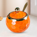 Keraamiline suhkrukaussi maitseainepurk, umbes 300 ml soolakonteiner kodukohvi jaoks Round Orange
