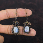 Vikerkaare Kuukivi K&otilde;rvar&otilde;ngad Vasktraadiga Keerutatud K&otilde;rvar&otilde;ngad K&auml;sit&ouml;&ouml; Ehete K&otilde;rvar&otilde;ngad Gemstone K&otilde;rvar&otilde;ngad Vask Ehete Anniversary Kingitus S&uuml;nnikivi K&otilde;rvar&otilde;ngas