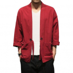 Meeste jakk Open Stitch Match P&uuml;ksid Keskmise pikkusega &Otilde;huke Priest Frock Suvine Kimono Meeste R&otilde;ivas M tumesinine v&auml;rv