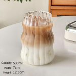 Ins Glass Cup Kuumakindel trummel Joogin&otilde;ud L&auml;bipaistev Teemahl Piim Kohvi Kruus Kodu Veeklaasid Triibuline Kruus 410/650/530ml 530ml A