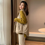 Talvine uus sulevest lahtine keeratav pandlaga vestiga jope naistele S kerge kohvi v&auml;rv