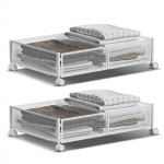 2 pakki Voodialune hoiukonteiner ratastega Multifunktsionaalne Kodu &Uuml;hiselamu M&auml;nguasjad Riided Raamatud Kingad 2 pack valge