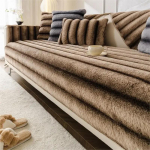 Paks soe &uuml;lipehme pl&uuml;&uuml;sis libisemiskindel diivanir&auml;tik Modern luksuslik Rabbit pl&uuml;&uuml;s L-kujuline diivanikate Universaalsed diivanikatted 70x210cm 1pc pruun
