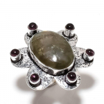 Natural Labradorite, Amethyst Gemstone 925 Sterling Silver Ring Size 7 q5i28