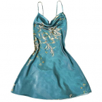 Suvine naiste &ouml;&ouml;s&auml;rk V kaelusega siidine satiin varrukateta tr&uuml;kiga Spagetti rihm seljata pehme S roheline