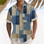 Hawaii s&auml;rk meestele, meeste vintage n&ouml;&ouml;pidega keeglis&auml;rgid l&uuml;hikeste varrukatega suvine rannas&auml;rk XXXL sinine