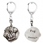Pug I - Silver-plated key ring with dog, handbag decoration, backpack pendant by Art-Dog brand