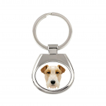 Fox Terrier Wire - geometric keychain with a photo and the inscription Art-Dog