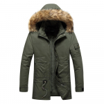 Uus trendikas pikk puuvillase polsterdatud jope Plus Velvet puuvillase polsterdatud jope meestele, keskmise pikkusega s&uuml;gis- ja talvine udupehmendatud jakk meestele L