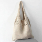 Vintage &otilde;&otilde;nsa kootud naiste &otilde;lakott Kudumine k&auml;ekotid Suure mahutavusega kandekotid 38*34*1.5cm valge