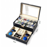 12 pesaga PU-nahast lukustatavad k&auml;ekellade hoiukarbid Meeste ja naiste ehtevitriin-sahtli &uuml;mbris Kahetasandiline kellade vitriinkarp Black-gray