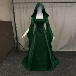 Naiste moodne pikkade varrukatega kapuutsiga gooti kleit, p&otilde;randa pikkune Cosplay kleit XL roheline