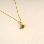 Kullaga kaetud kurja silma kaelakee, roheline tsirkoon, h&otilde;beehted, elupuu ehted, naiste kaelakee, 925 sterlingh&otilde;be kuld