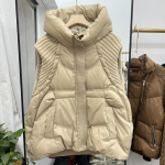 Naiste Talvine Suur Suurus Paksenenud Udusulejakk Vest Lukuga Mudelid Varrukateta Vaba Kapuutsiga &Uuml;hev&auml;rviline Vest Mantel 3XL