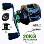 Uus kalastuspool 7.2:1 &Uuml;lekandearv Maksimaalne pidurdusj&otilde;ud 20 kg Magnetpidur Baitcasting-rull ilma l&otilde;tkuta alumiiniumpooliga mageveekalastuseks Left Hand