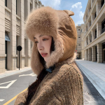 Naiste s&uuml;gistalv soe paks k&otilde;rvakaitse m&uuml;ts k&uuml;lm karusnaha samet &otilde;ues tuulekindel pommikork armas armas kassik&otilde;rvad lei feng m&uuml;tsid One Size beež