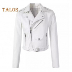 Naiste jakk Kunstnahast sileda pinnaga Keeratav krae T&otilde;mblukuga t&otilde;mblukk ja neet Dekoratsiooniga pikad varrukad Mootorrattamantel reisi&uuml;ler&otilde;ivad S roosa