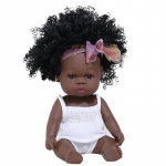 Aafrika-Ameerika mustanahalised reborn girl nukud 33cm armsad juurtega lokkis juustega vasts&uuml;ndinud nukk T&auml;issilikoonist keha realistlikud beebinukud lastele s&uuml;nnip&auml;evakingitused black skin