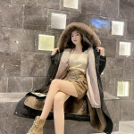 Talvine naiste pikkade imitatsioonidega naaritsajuuste eemaldatav lainer, paks mantel naistele M punane