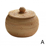 &Uuml;mmargune kaanega rotangist kast K&auml;sitsi kootud mitmeotstarbeline vitstest hoiustamine lauaarvuti leivakaunistused toidukorvi hoiustamise piknikualus Q4R4