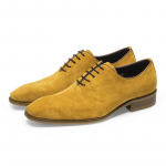 Meeste formaalsed nahast kingad Ehtne nahk Paelkinnitusega Khaki Kollane Meeste pidulikud kingad K&otilde;rge kvaliteediga Mood Pulmad Oxford Suede kinga Mees 6