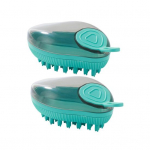 2 tk Lemmikloomade hooldamise vannihari seebi &scaron;ampooni jaoturiga Pehmete silikoonharjastega puhastab massaažihari pika l&uuml;hikese karvaga koertele kassidele sinine