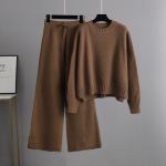 S&uuml;gistalvine p&otilde;hjuslik silmkoeline pullover &uuml;likond, naiste avar kampsun, laia s&auml;&auml;rega p&uuml;ksid, kaheosaline komplekt OneSize kohv