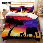 Atmosf&auml;&auml;r Roheline Muru Elevandi Tekikott Voodipesukomplekt Mikrokiud Safariloomad Tekikate &Uuml;hene Kahene Magamistoa Dekoor EU single(135x200cm)