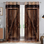 Aknakardinad Retro Puidust Uks Realistlik 3D-tr&uuml;kk Kardinad Magamistuba Elutuba K&ouml;&ouml;k Dekoratiivkardinad Kohandatud cortinas 100W130H(CM)&Grommet Top