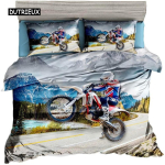 Mootorratturi Tekikott Komplekt Motokrossi S&otilde;itja Lastele Teismelistele &Auml;&auml;rmuslike Spordialade Stiilis Pol&uuml;ester Voodipesu Komplekt Voodipesu Kahekohaline Queen King EU single(135x200cm) gray