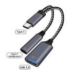 USB C OTG kaabeltelefoni adapter 2-&uuml;hes C-t&uuml;&uuml;pi USB A-adapteriga PD-laadimispordiga Samsung Huawei Xiaomi telefoni s&uuml;learvuti tahvelarvuti jaoks USB C OTG Adapter