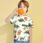 Lasteriided poiste t-s&auml;rk 3D mitmev&auml;rviline dinosaurustr&uuml;kiga laste suveriided l&uuml;hikeste varrukatega vabaaja riided &uuml;mara kaelusega t&uuml;drukutele 100