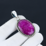 Kashmiri rubiinist ripats k&auml;sitsi valmistatud ehted 925 sterling h&otilde;bedast kaelakee Kashmiri rubiinist v&auml;&auml;riskivist ehte ripats kingitus talle uueks aastaks 1.96"