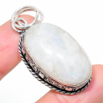 Rainbow Moonstone Handmade 925 Sterling Silver Jewelry Pendant 1.97 g8n62