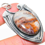 Laguna Lace Agate Handmade 925 Sterling Silver Gift Pendant 2.68 g4f93