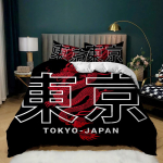 Jaapani stiilis voodipesukomplekt Traditsioonilised kimonomotiivid Tekikate Kuninganna suurus, Tokyo tekikate Geisha Jaapan Aasia tekikate EU single(135x200cm) gray