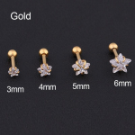 1 paar Star Cartilage Helix Tragus Piercing Earring Prong Ear Stud 3mm 1pair