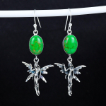 Roheline Vask T&uuml;rkiis Kivist Antiiksed K&otilde;rvar&otilde;ngad 925 Sterling H&otilde;bedast K&otilde;rvar&otilde;ngas, Boho H&otilde;bedast Ehted Ripatsiga K&otilde;rvar&otilde;ngad, Kingitused Pulmadeks Kingitused Talle 2.95" roheline