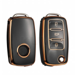 TPU autov&otilde;tme &uuml;mbrise katte hoidiku kest VW Volkswagen Polo Golf Passat Beetle Caddy Tiguan Skoda Octavia Kodiaq Seat Leon Altea jaoks must