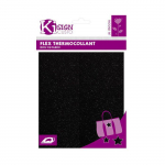 Tissu thermocollant - Ki-Sign - Noir - 15x20 cm - Paillettes - Id&eacute;al pour customisations
