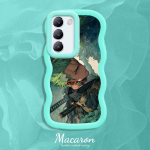 V&auml;rvitud muster Big Wave Edge pehme silikoon materjal Macaron telefoni &uuml;mbris p&otilde;rutuskindel kaitsev kummist korpus OnePlus Vivo Motorola Moto jaoks Vivo Y01A sinine