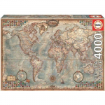 Puzzle Mappemonde EDUCA 4000 Pi&egrave;ces - Collection Adulte - Mixte - A partir de 12 ans