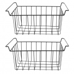 2 tk s&uuml;gavk&uuml;lmiku traat hoiukorv PE-kattega rippuv rack, must k&uuml;lmkapi jaoks L 41.5cm X W 24.5cm X H 20cm