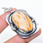 Plume Root Jasper Handmade 925 Sterling Silver Jewelry Pendant 2.36 g7m40