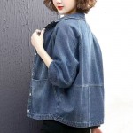 Naiste lahtised vabaaja teksariie mantlid &uuml;ler&otilde;ivad s&uuml;gisesed naiste teksajakk retro pikkade varrukatega teksajakk XS sinine