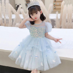 T&uuml;drukute Elsa Suvine Printsessi Kleit - K&uuml;lmunud Lastep&auml;eva Esitus- ja S&uuml;nnip&auml;evaseelik 140 for height 125-135CM