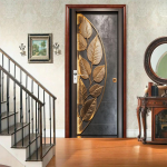 Elav Abstraktne Kunst Uksekleebis - Isekleepuv, Eemaldatav Seinakleebis Magamistuppa, Elutuppa, Vannituppa - Moodne Retro Stiilis Kodu Dekoratsioon 77X200cm