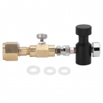 CO2 silindri t&auml;iteadapter Messingist &uuml;hendus CGA320 vabastusventiiliga ASA 1500PSI manomeeter