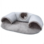 Cat Activity Center Carpet Tunnel Playground, Removable Mat Rug 2 in 1 Bed 75cmx55cm