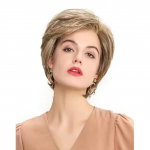 Naiste sirge tukk stiilis Pixie l&otilde;igatud s&uuml;nteetilised juuksed parukas Pruun segatud l&uuml;hikesed parukad masinaga valmistatud 12inches